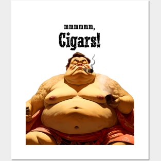 Puff Sumo: mmmmm, I Love Cigars on a light (Knocked Out) background Posters and Art